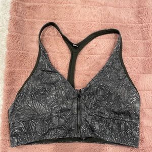 Lululemon Cool to Street Zip Front Gator Green Racerback Sports Bra Size 8